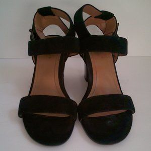 Vionic Sofia Perk Sde Heel Black Suede Sandal Women's 8.5